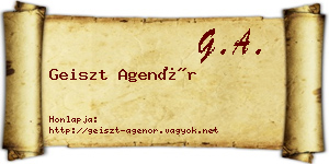 Geiszt Agenór névjegykártya